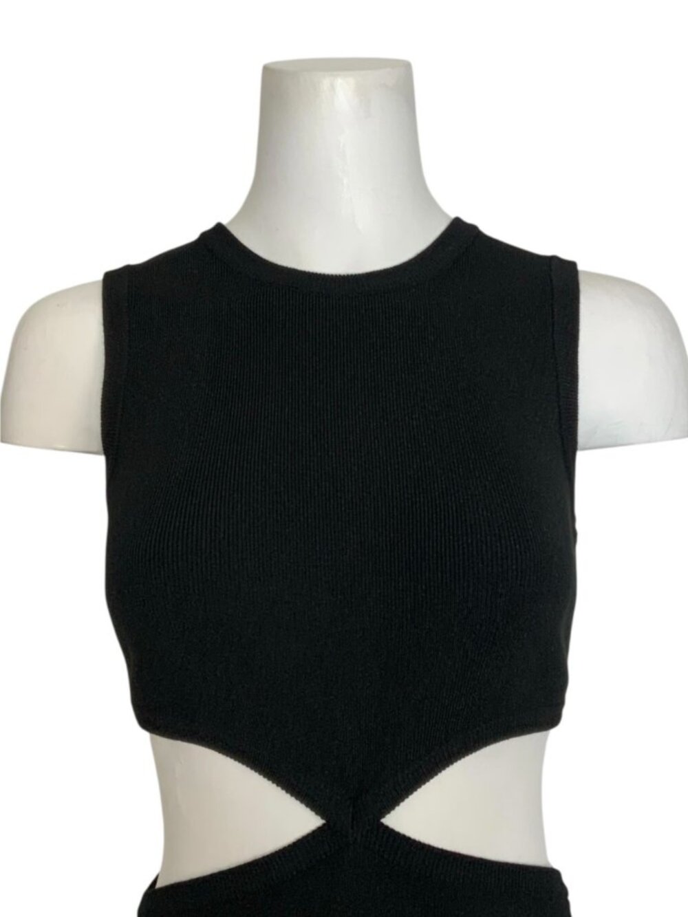 Maje Open Waist Mesh Dress 40 US L Noir Metallic Cutout - Picture 9 of 15